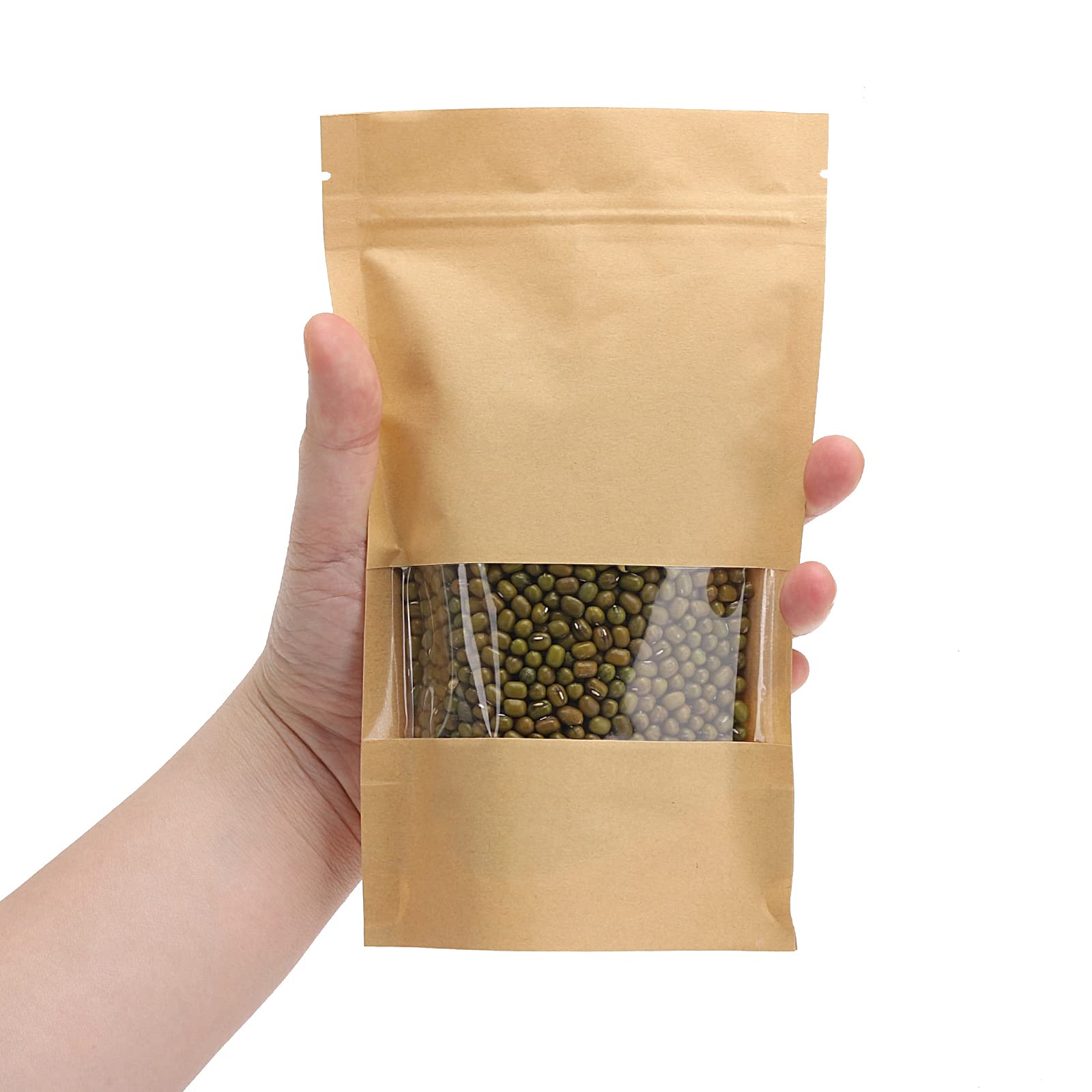 Tecbeauty ziplock stand-up window bag seals freshness for snacks.