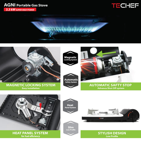 TECHEF AGNI automatic safety stop for flame control
