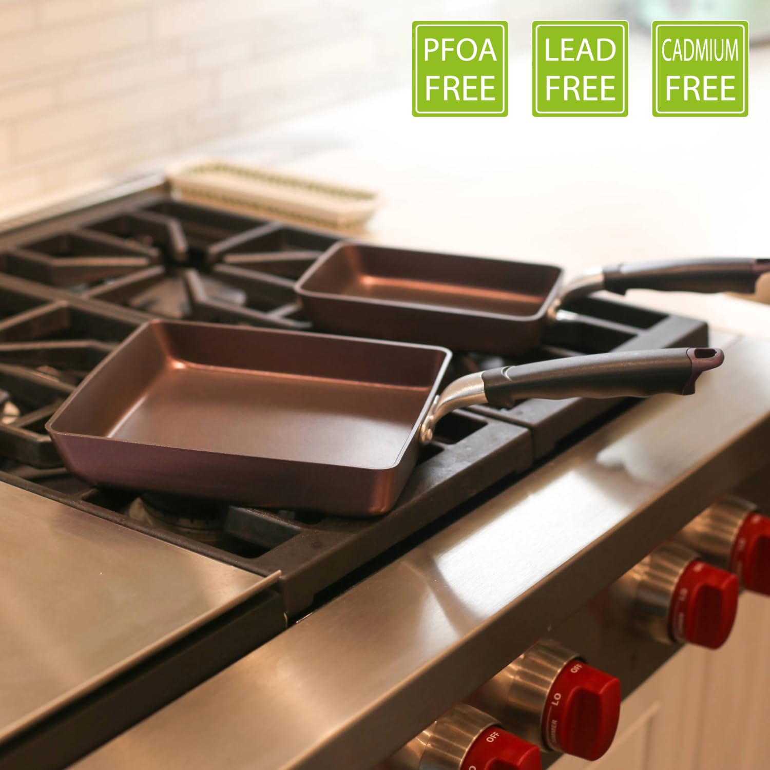TECHEF medium rectangle pan supports compact storage and even cooking.