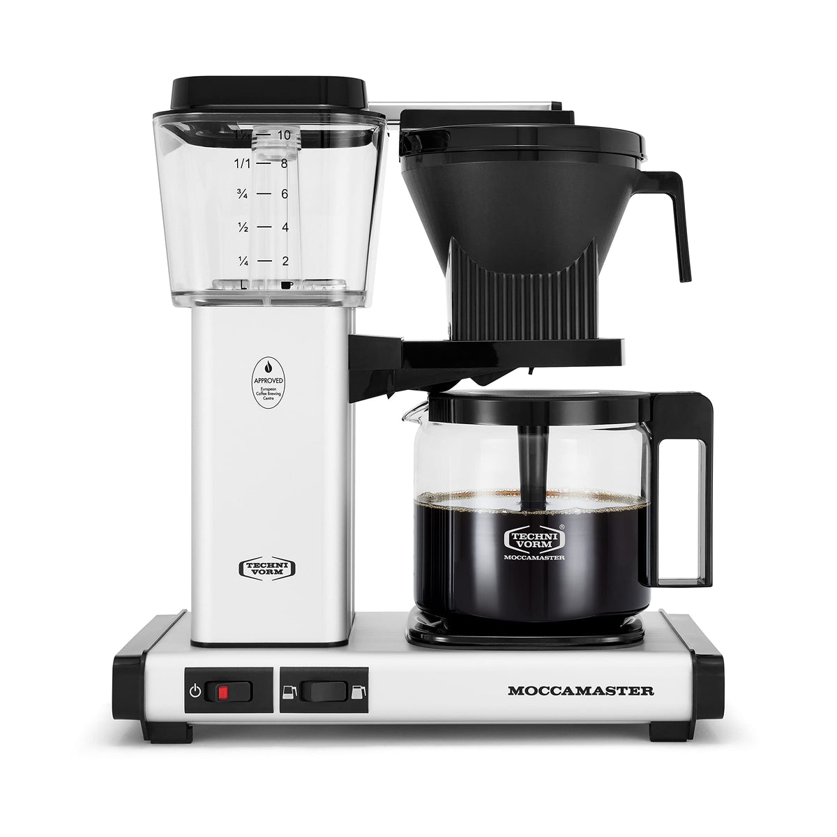 Technivorm Moccamaster 53930 brew setup demonstrates precise temperature control for optimal extraction