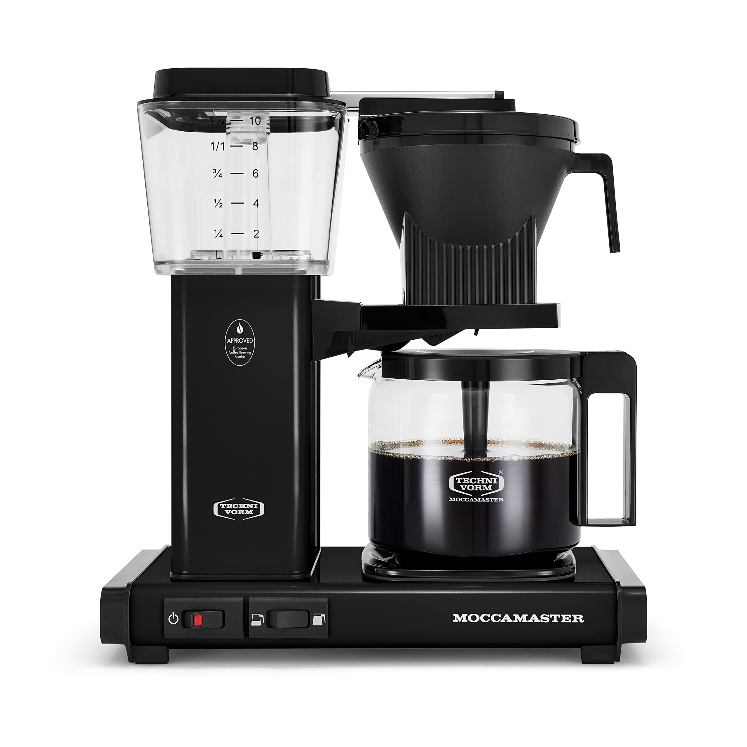 Technivorm Moccamaster KBGV 10-Cup Black on counter ready for daily brewing.