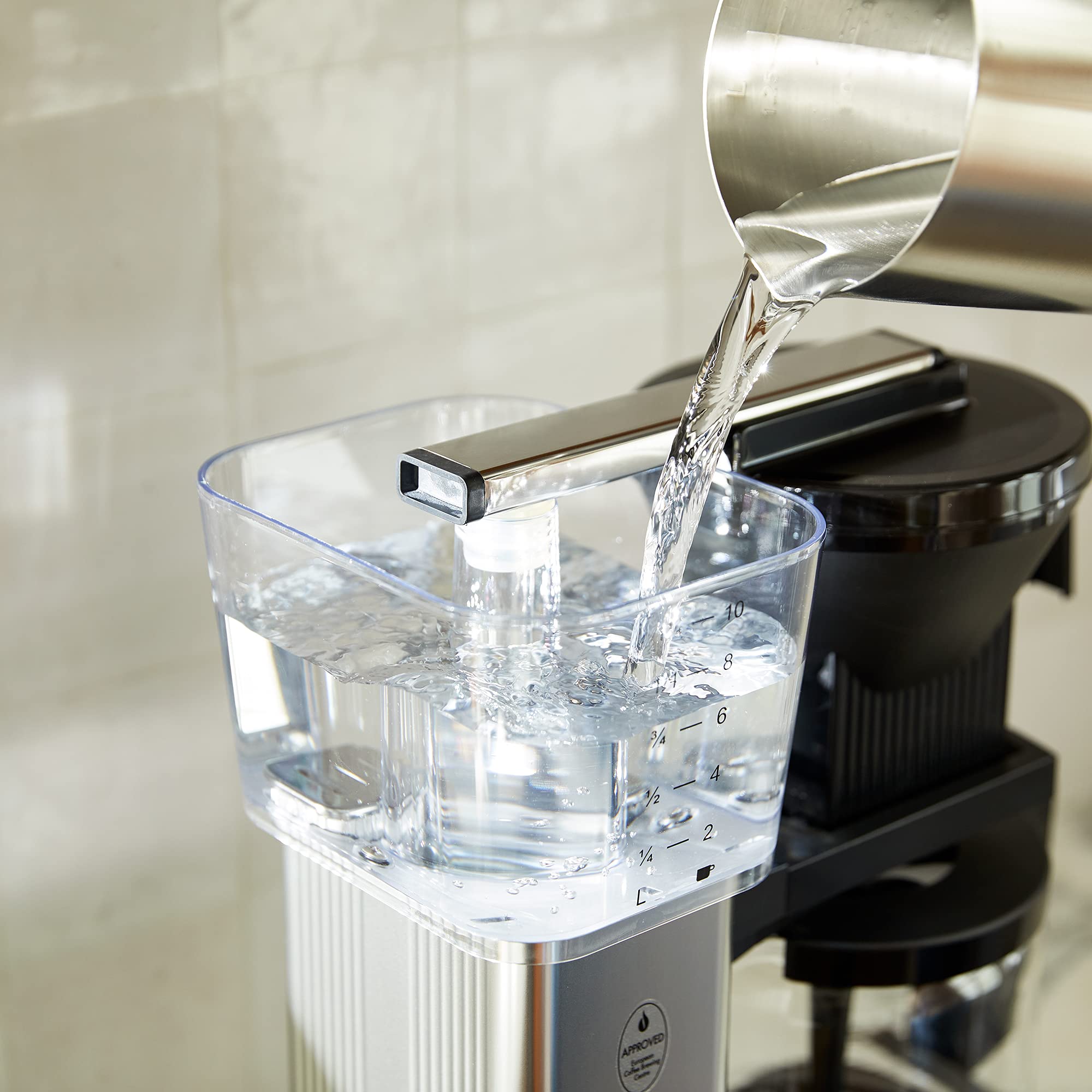 Technivorm Moccamaster KBGV 10-Cup front view shows sleek black finish.