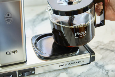 Technivorm Moccamaster KBGV Select polished silver finish complements a modern kitchen