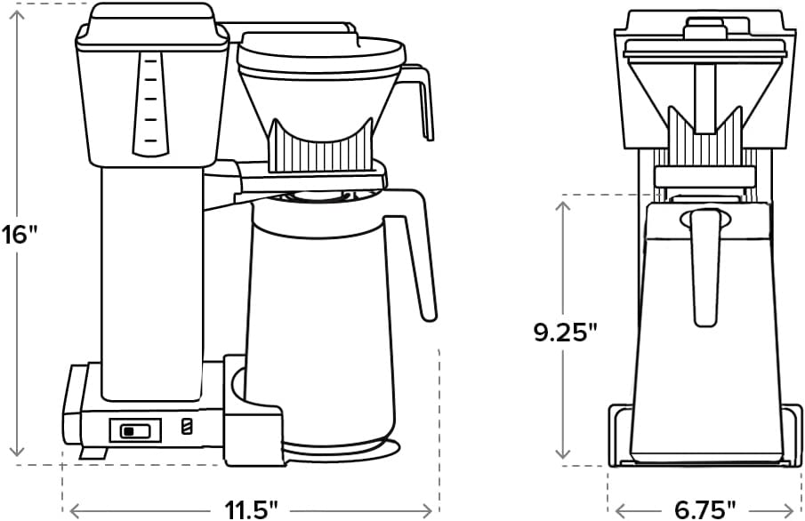 Technivorm Moccamaster travel lid attached for hot coffee on the go.