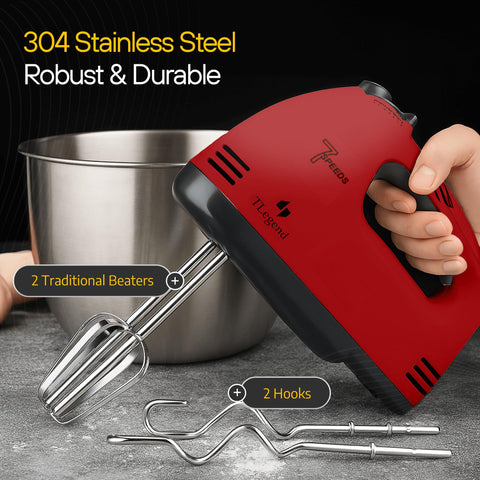 TechnoLegend hand mixer red lightweight design ideal for extended sessions