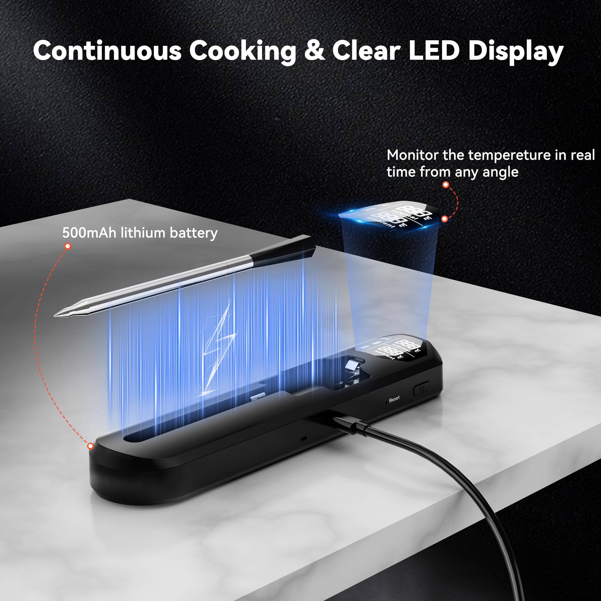 TechRise IP67 waterproof probe is dishwasher-safe for easy cleanup after grilling.