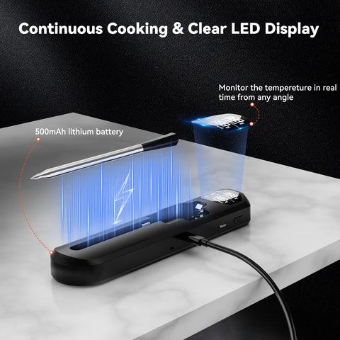 TechRise IP67 waterproof probe is dishwasher-safe for easy cleanup after grilling.