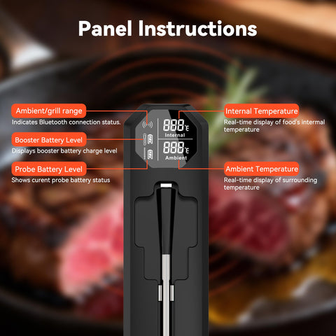 TechRise thermometer offers long-range Bluetooth and dual sensors for meat and ambient temps.