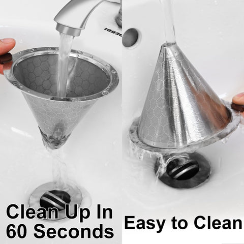 TECHSHARE easy-cleanup stainless steel filter after brewing.