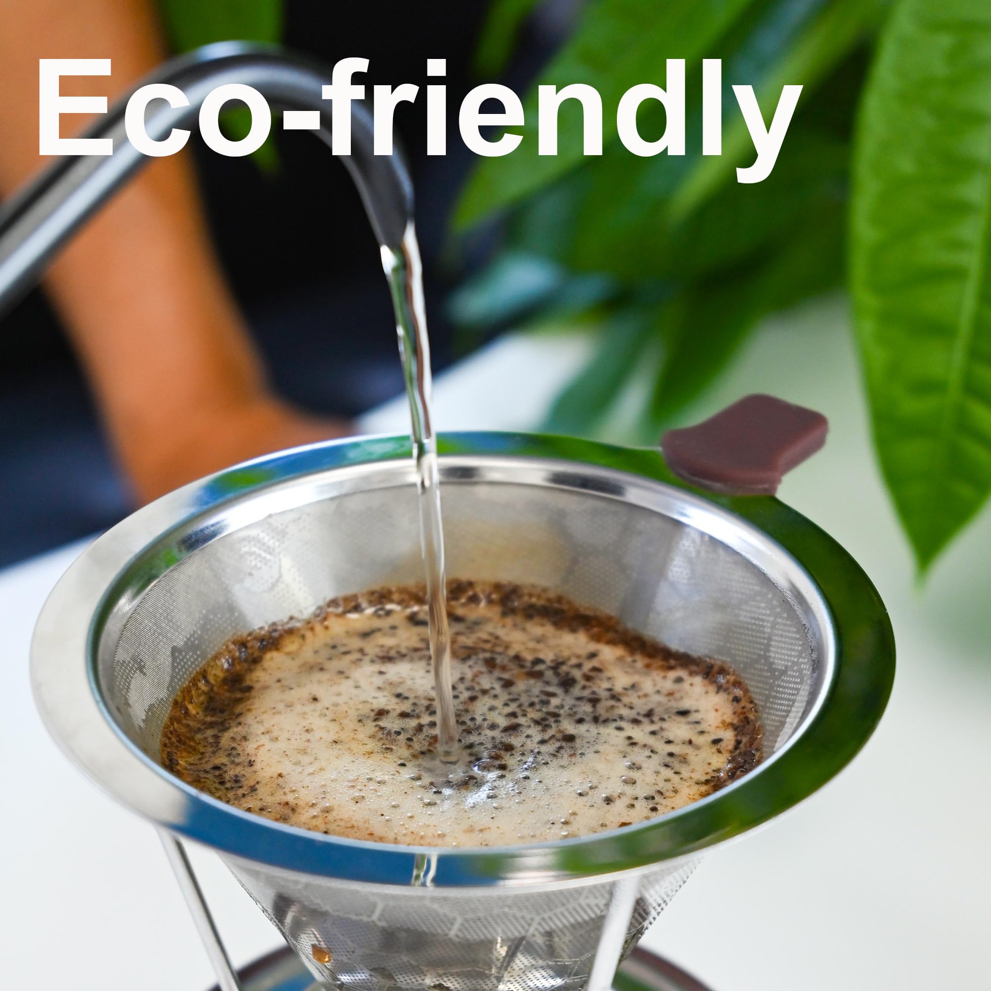TECHSHARE detachable stand paired with filter for portable brewing on trips.
