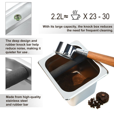 TechShare square opening knock box with ergonomic design for easier grounds disposal