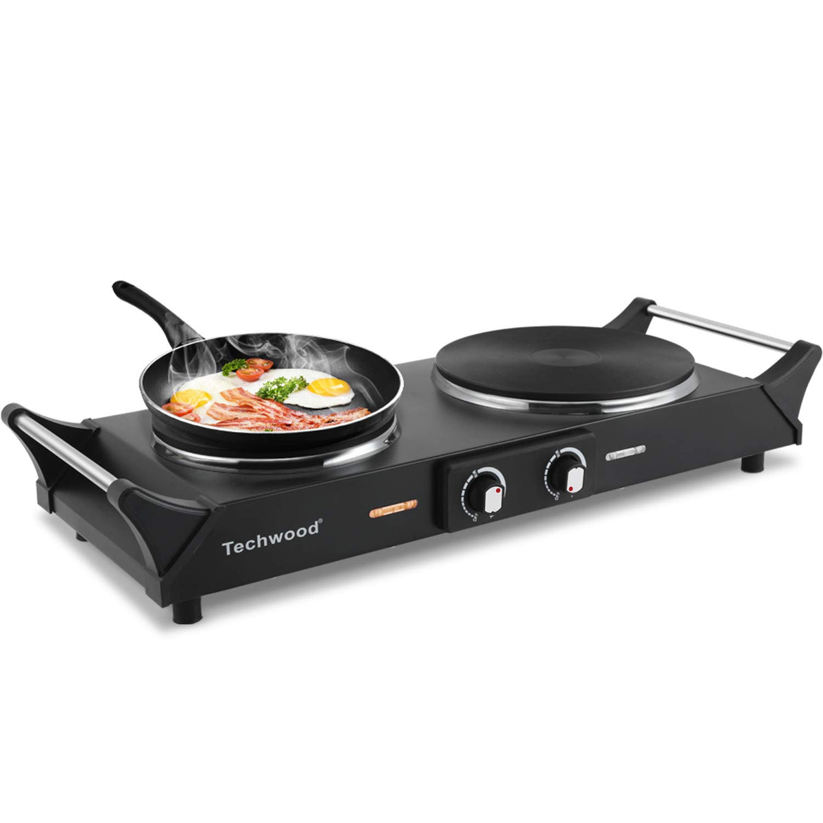 Techwood 1800W hot plate double burners top view for compact dorm or RV kitchen