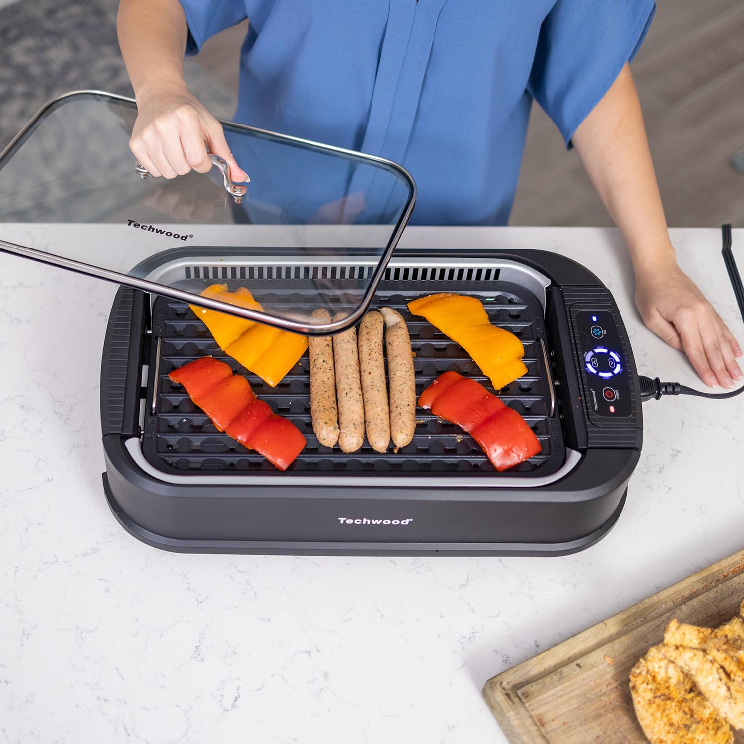 Techwood dishwasher-safe drip tray for easy cleanup after cooking