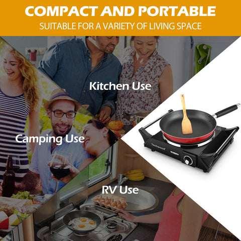 Techwood 1500W power heats fast for sauces, eggs, and simple dinners.