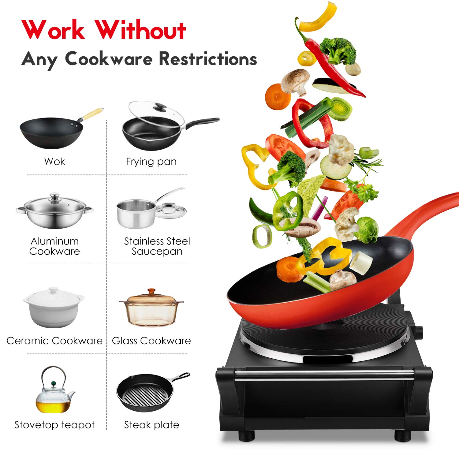 Techwood hot plate with adjustable temperature for versatile cooking.