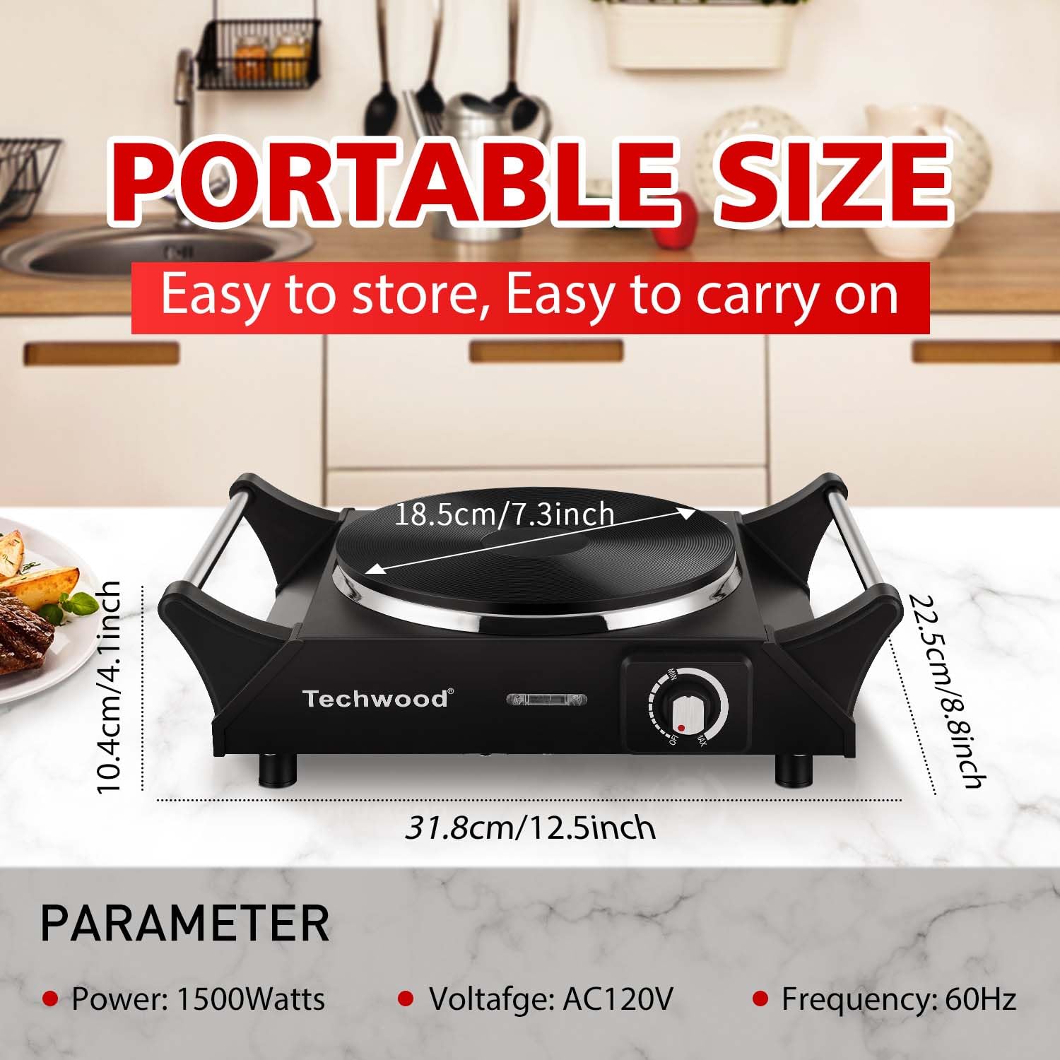 Techwood hot plate works with all cookware types for flexibility.