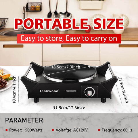 Techwood hot plate works with all cookware types for flexibility.