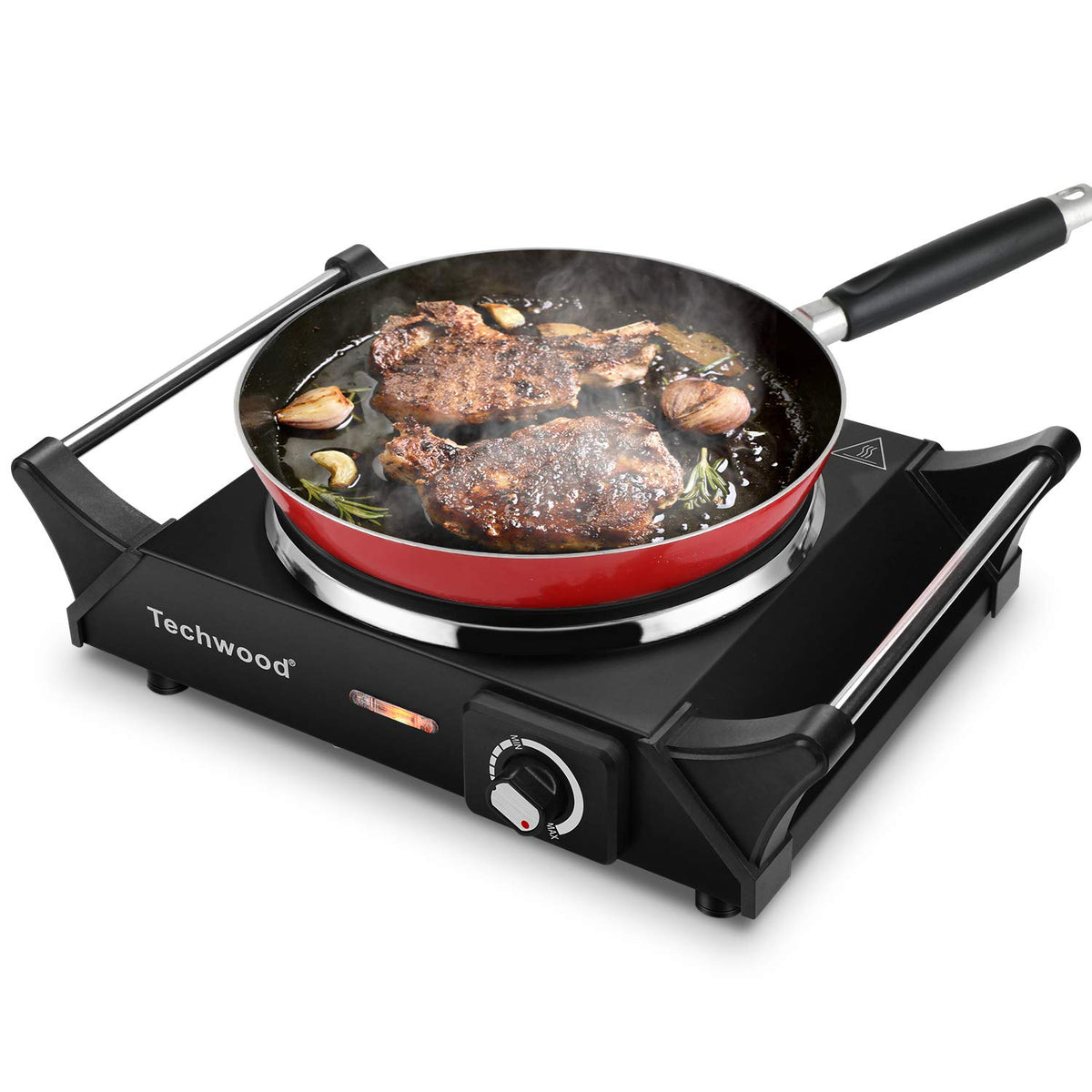 Techwood hot plate compact design, perfect for small dorm kitchens.