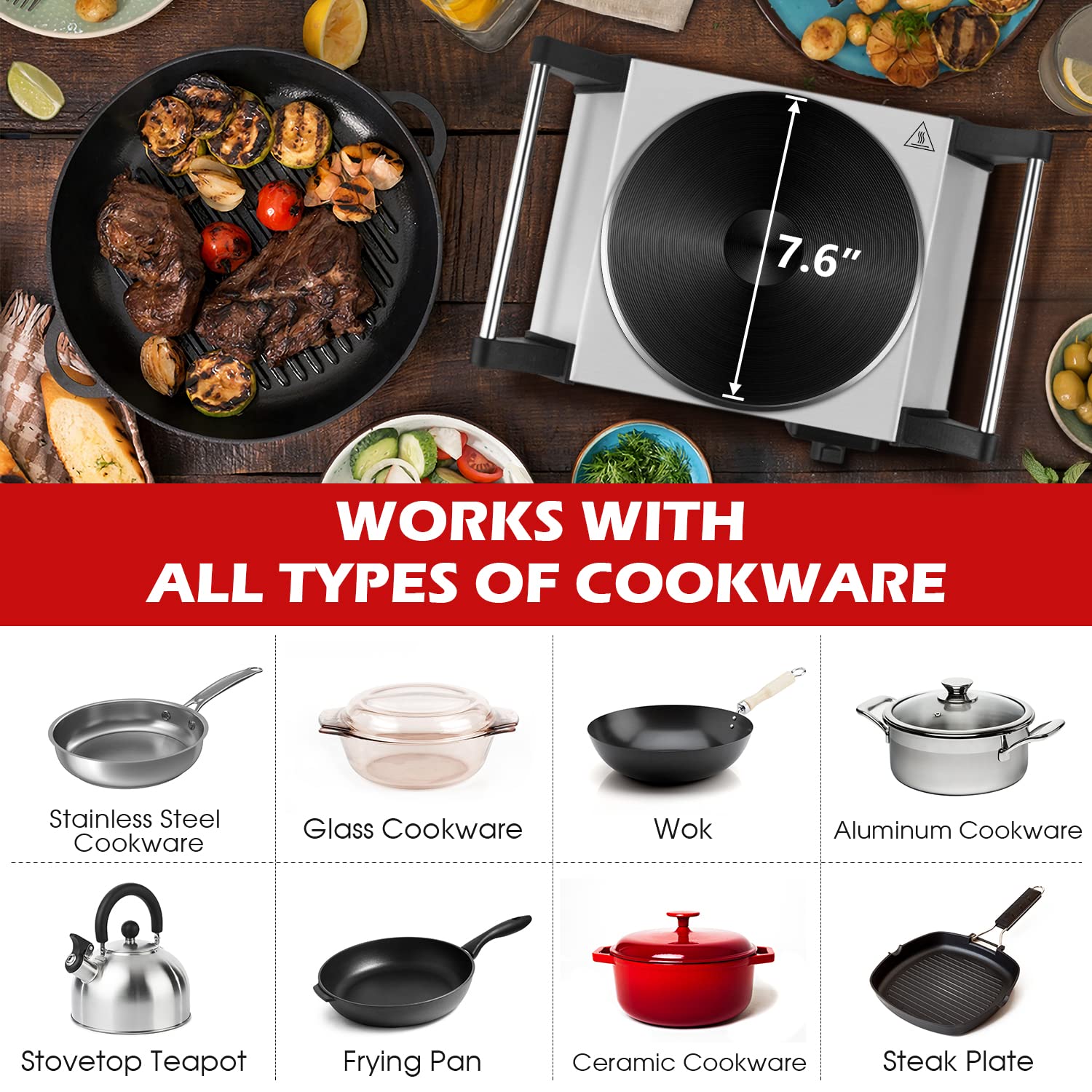 Techwood hot plate dorm-room compact design saves space in small kitchens.