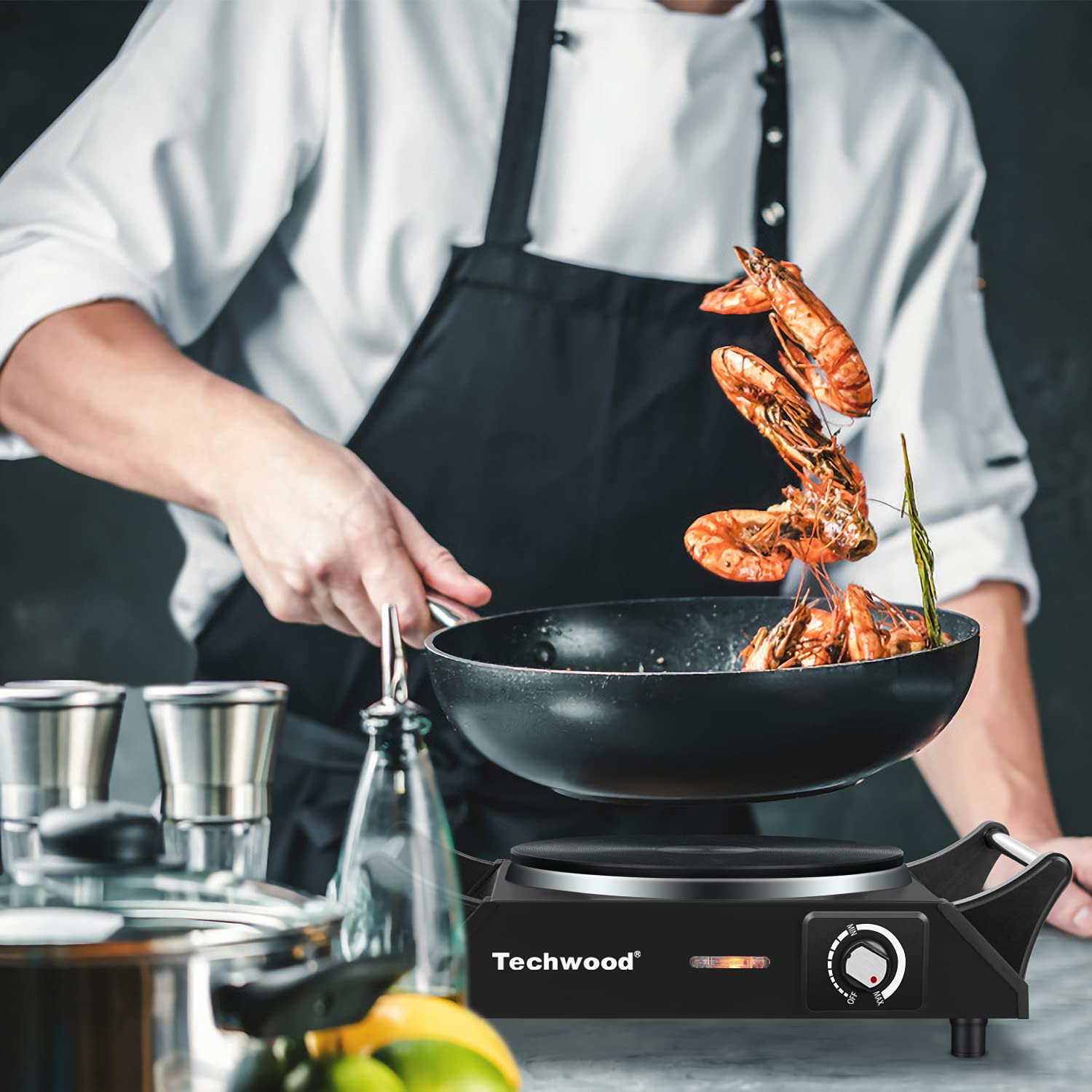 Techwood hot plate RV use illustrates portable on-the-go meals