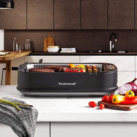 Techwood large grilling surface fits family portions and gatherings