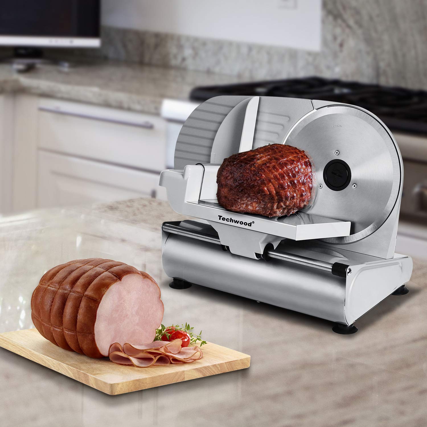 Techwood Meat Slicer easy-clean design saves prep time.