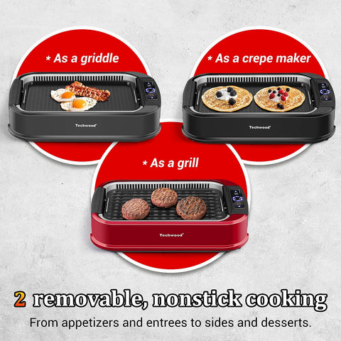 Techwood nonstick cooking surface enabling easy release and even cooking