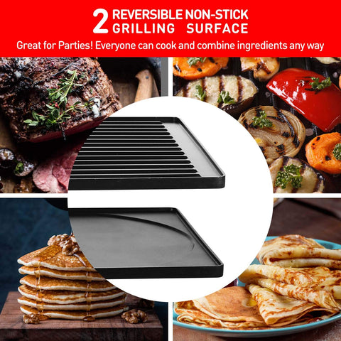 Techwood Raclette Grill large cooking area fits gatherings and family meals.