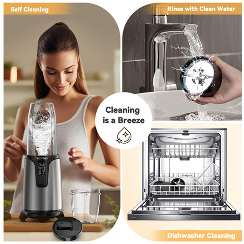 TECKNET easy cleaning with dishwasher-safe cups and self-clean mode
