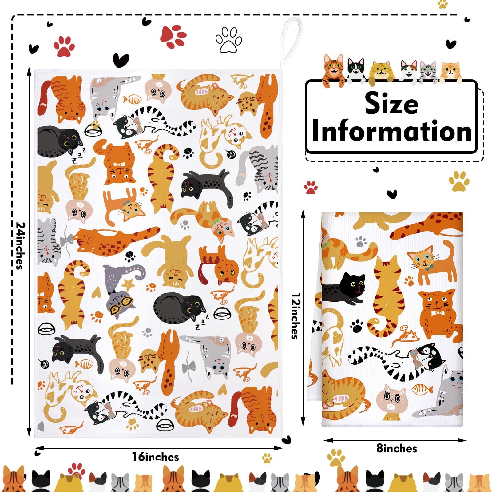 TecUnite cat graphic towels showcase cute designs for cheerful cleaning.