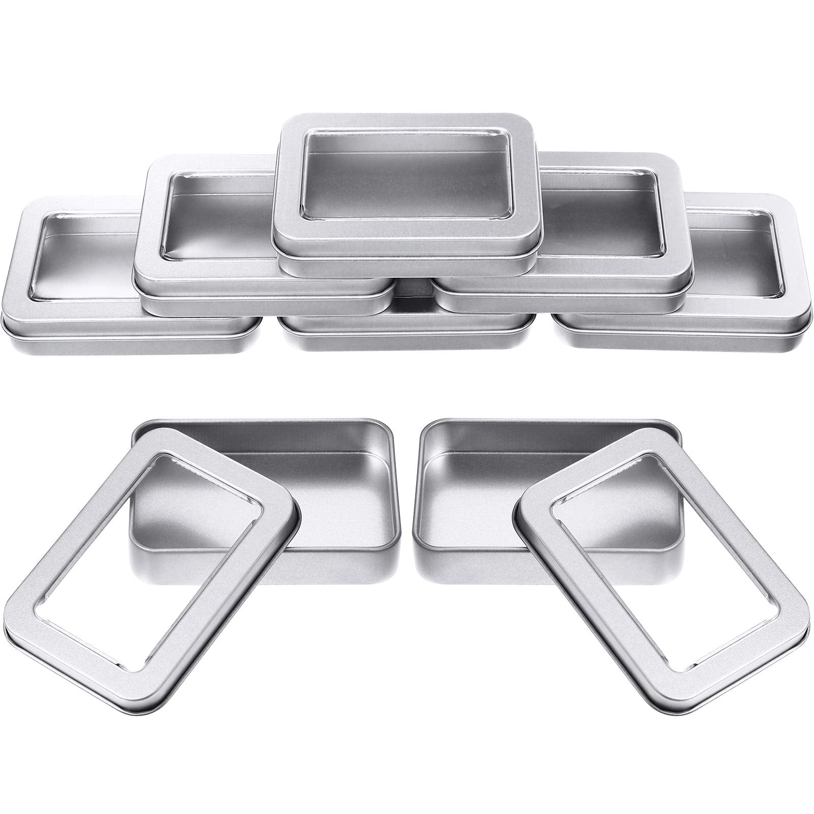TecUnite clear-top tin box in silver showing contents for easy identification