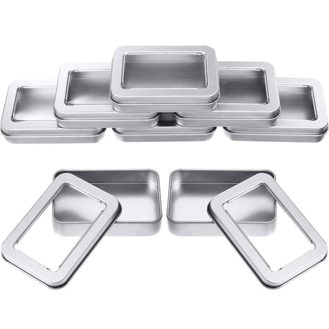 TecUnite clear-top tin box in silver showing contents for easy identification