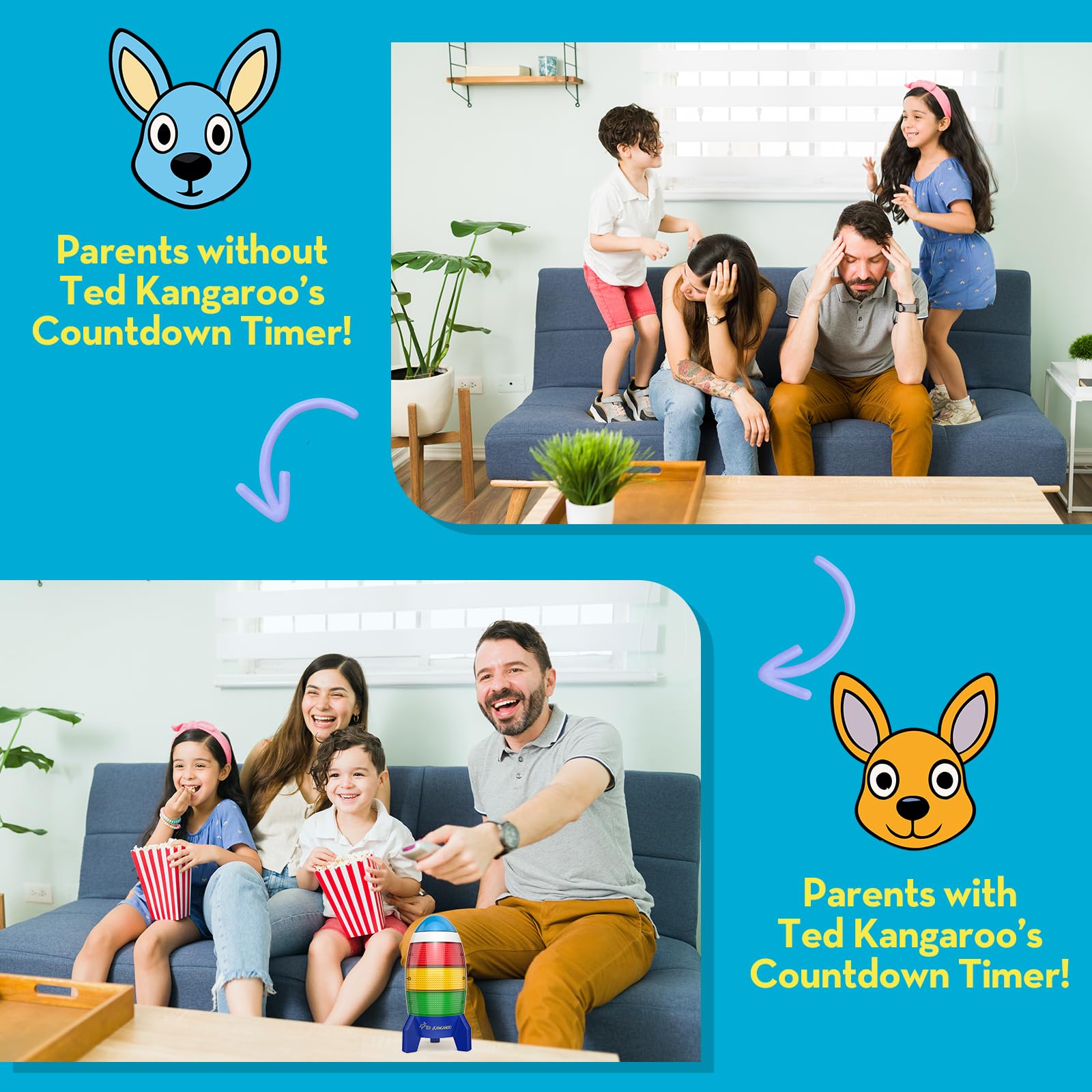 Ted Kangaroo battery-operated countdown timer is portable and cord-free