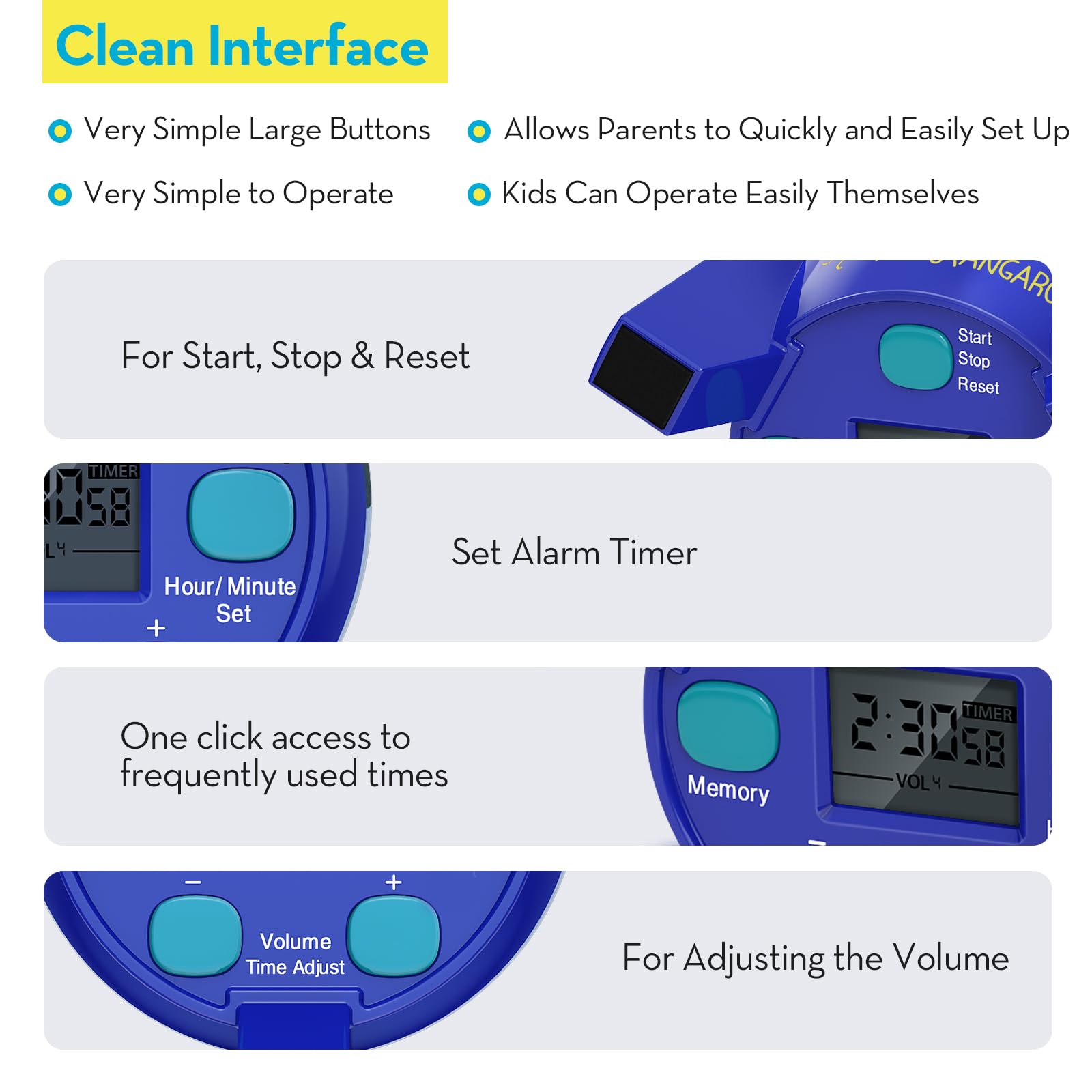 Ted Kangaroo countdown timer supports 0-24 hour planning for flexible routines