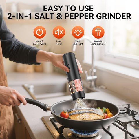 TEDNON LED-light equipped grinder for precise seasoning in dim kitchens.