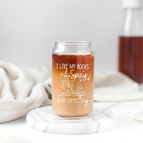 Teeglow 16oz glass cup suitable for coffee, tea, or smoothies.