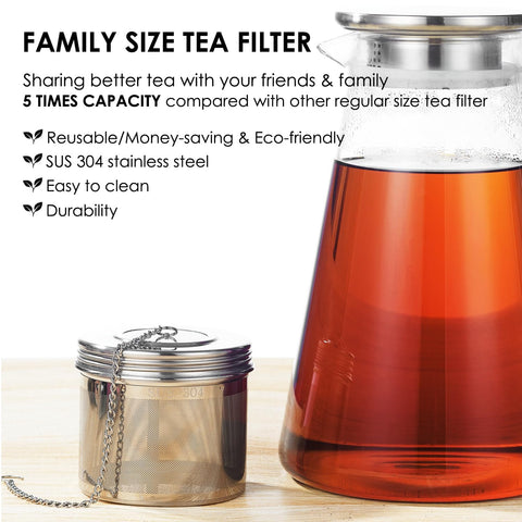 TEEMADE infuser with extended chain securely anchors on teapots and mugs