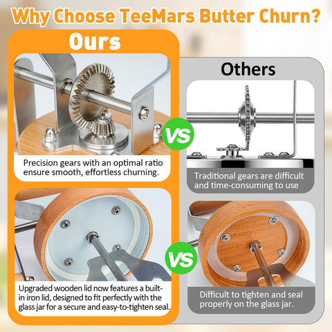 Teemars churner paddles engaging cream for smooth butter