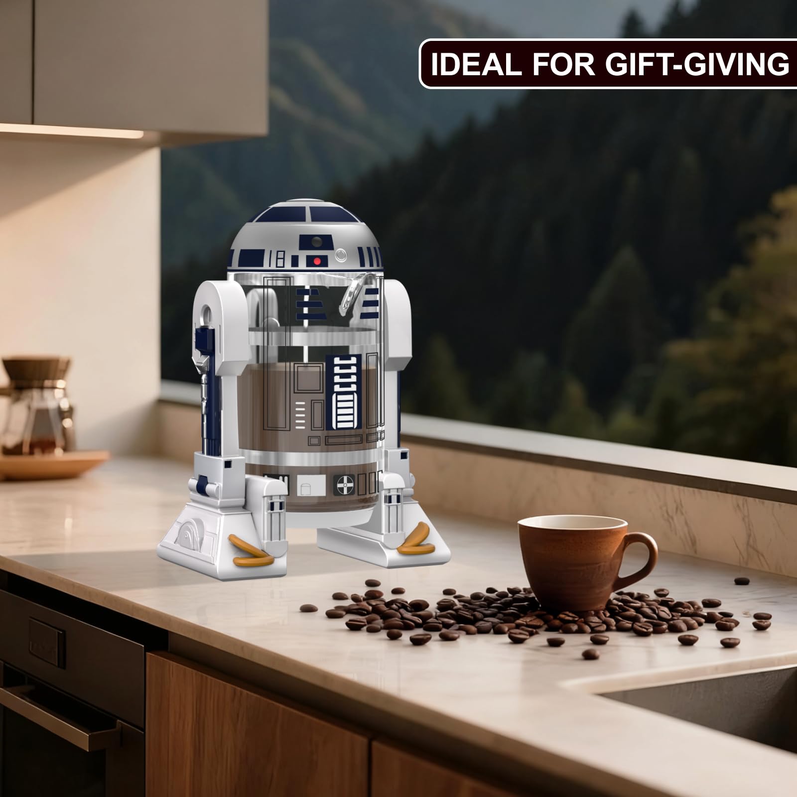 TEENKON French Press on kitchen counter with white finish adds modern style.