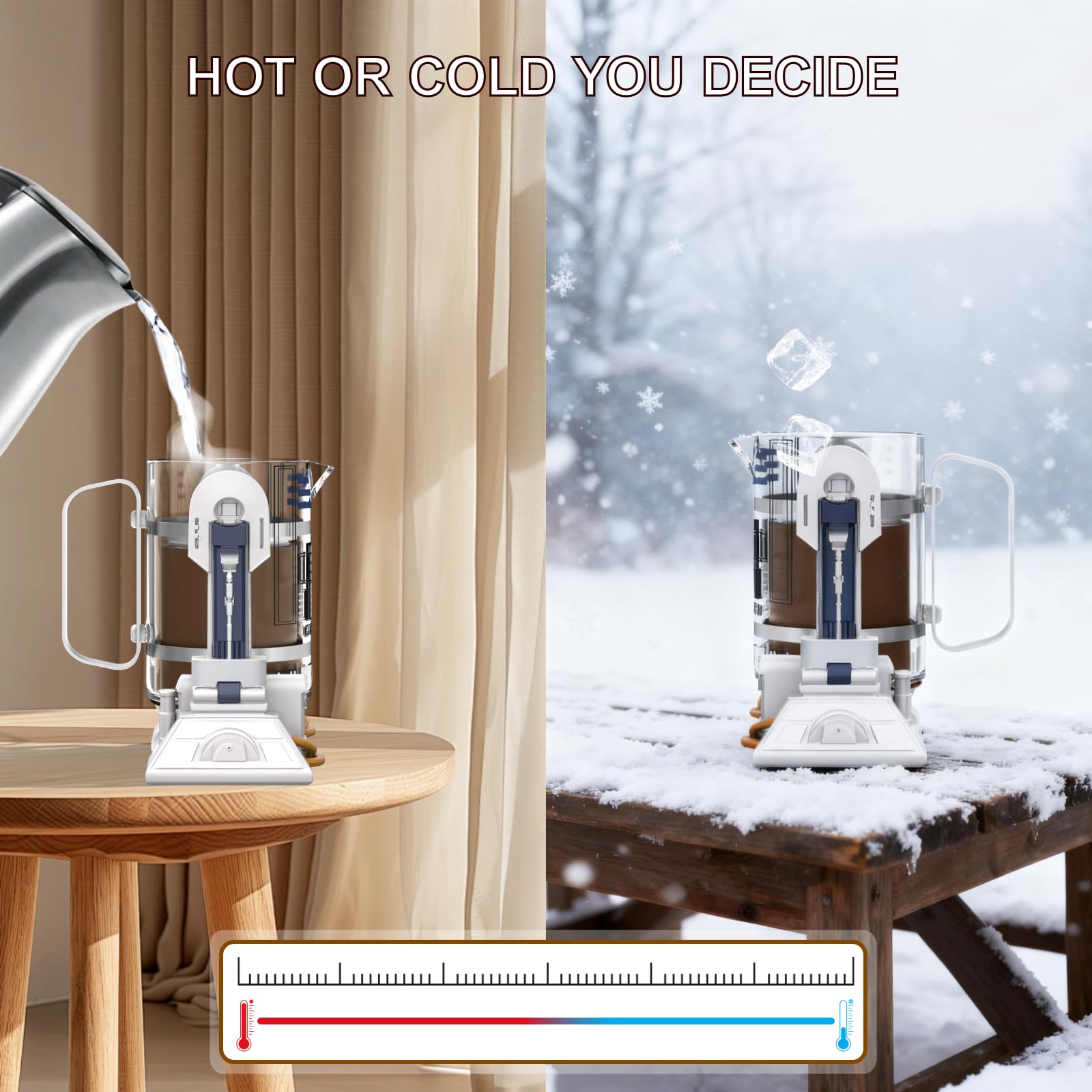 TEENKON French Press stainless frame detail highlights safety and comfortable grip.