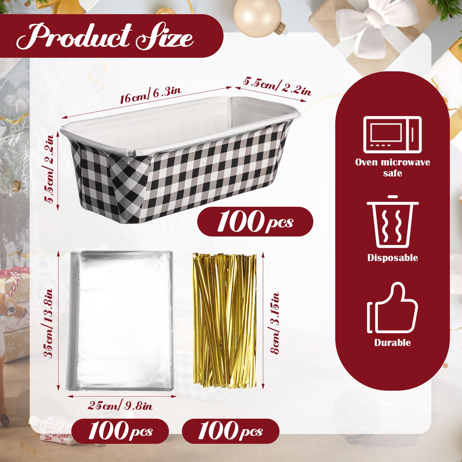 Teenyyou paper loaf pan in a clear bag ready for bake-and-serve presentation.