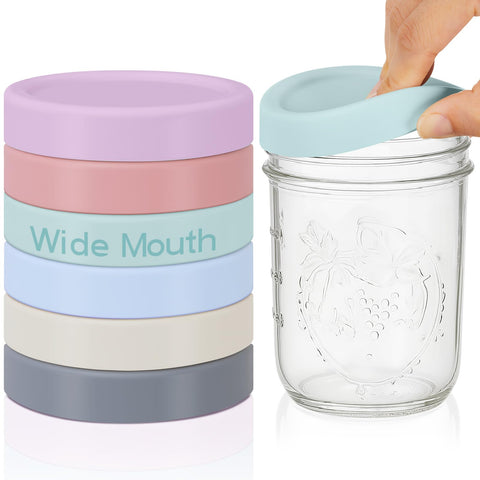 Teenyyou Morandi silicone wide-mouth lids for 86 mm jars, colorful and reusable.