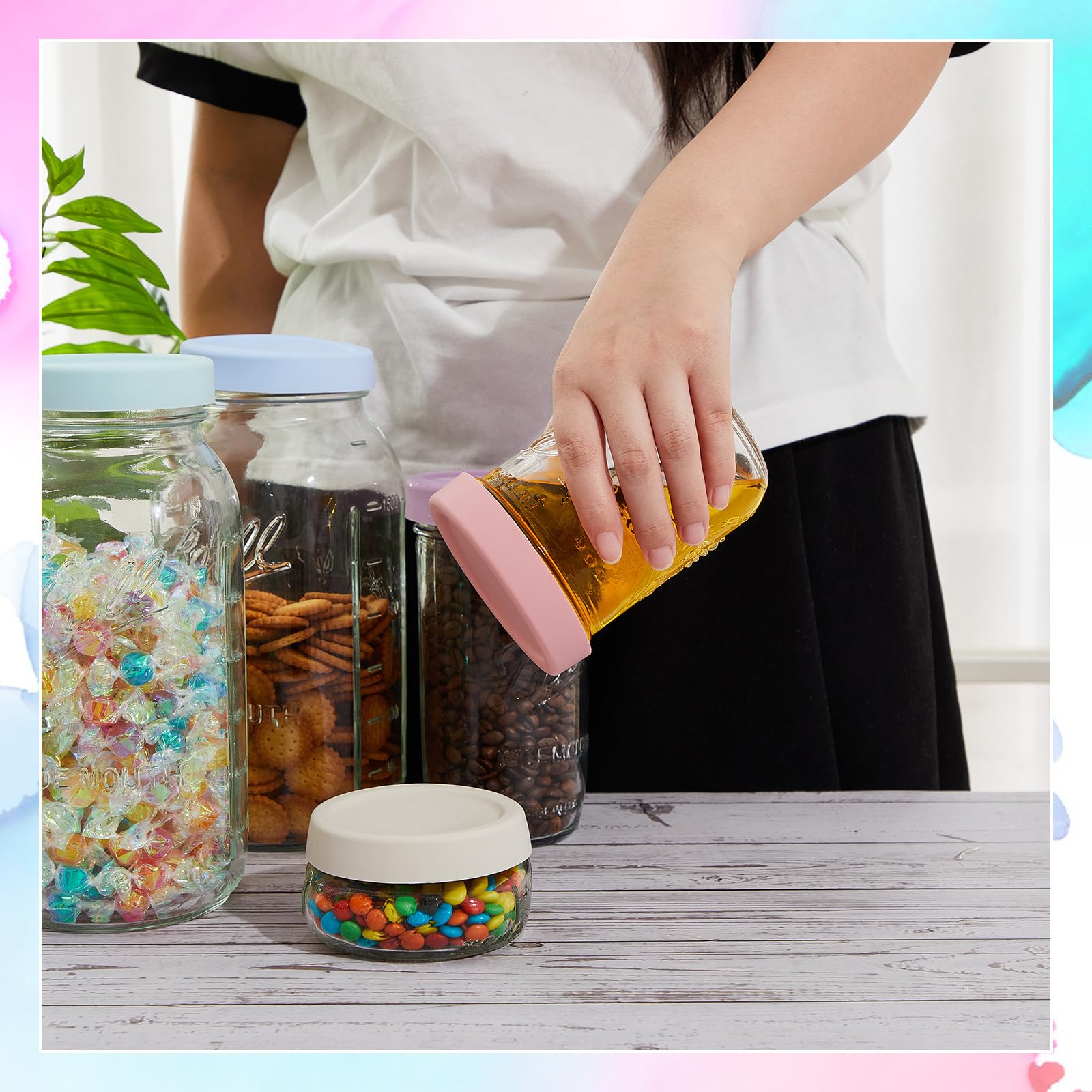 Teenyyou Morandi wide-mouth lids add color and versatility to your jars.