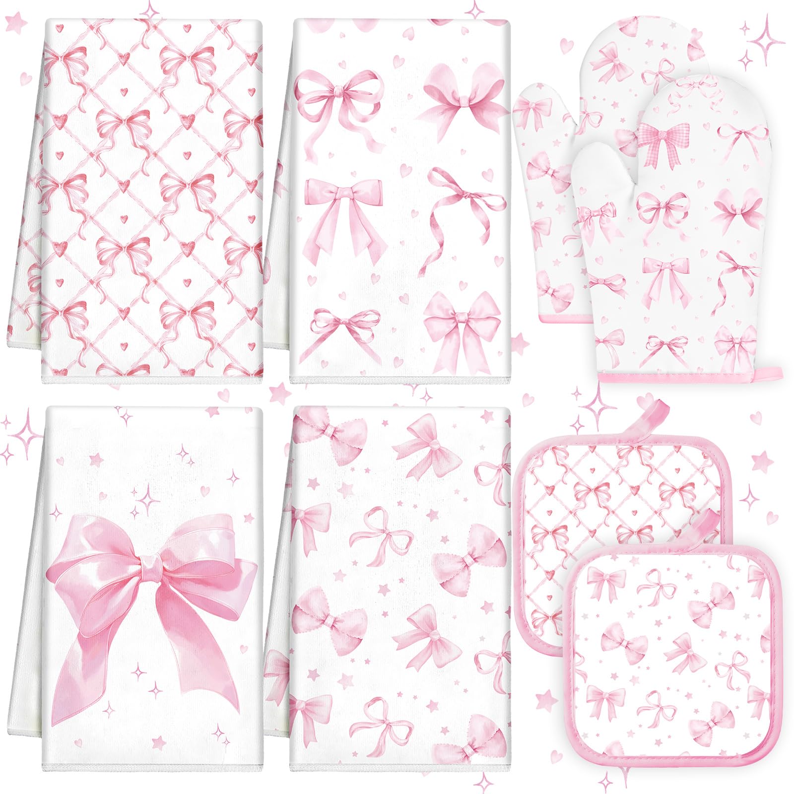 Teenyyou pink bows kitchen towels absorbent microfiber for cleanups
