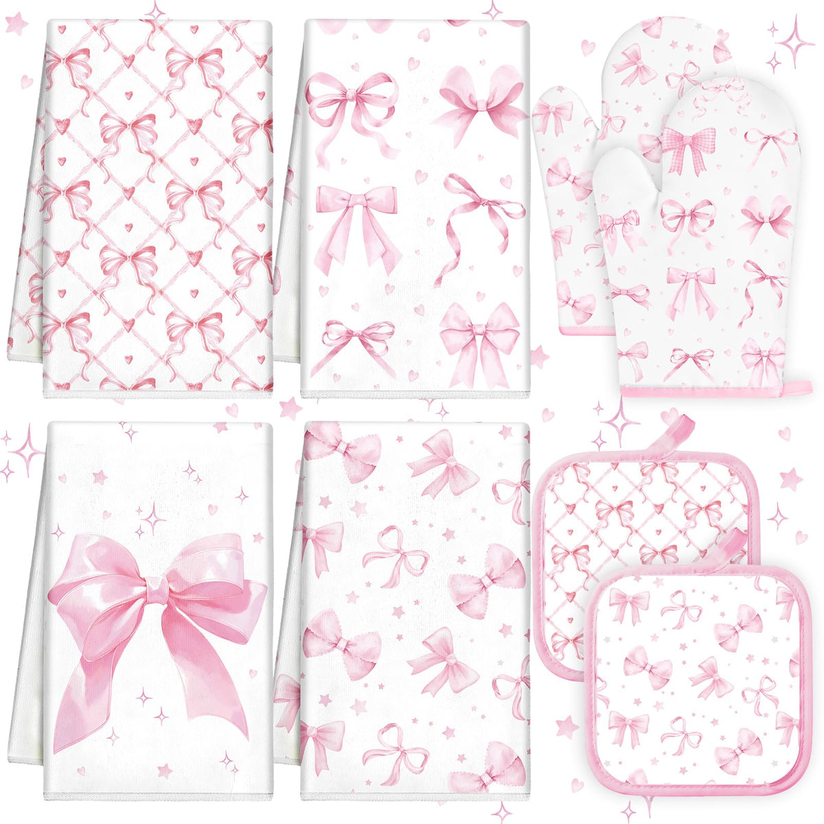 Teenyyou pink bows kitchen towels absorbent microfiber for cleanups