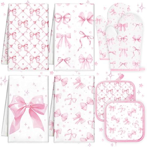Teenyyou pink bows kitchen towels absorbent microfiber for cleanups