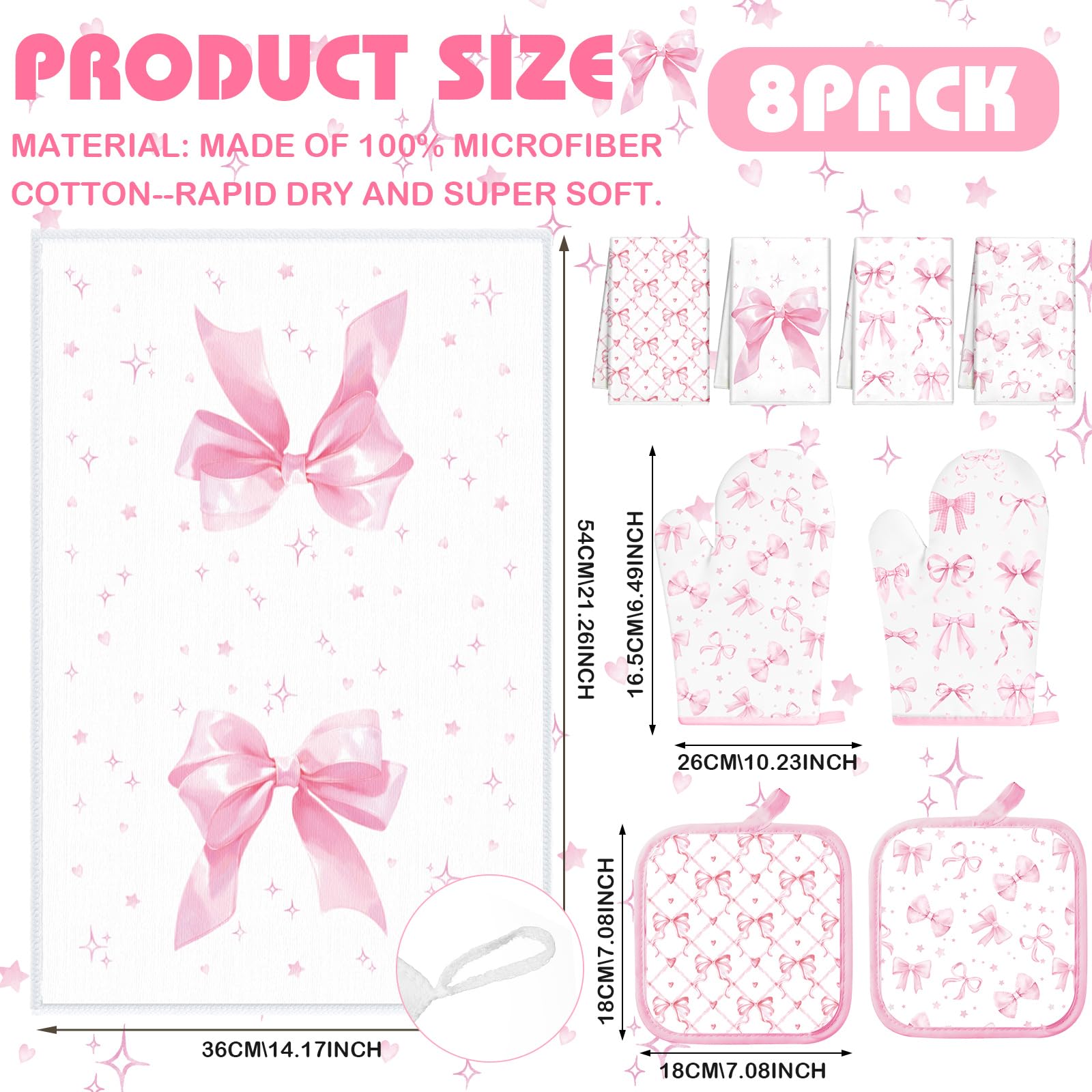 Teenyyou pink bows oven mitts heat‑resistant hand protection for baking
