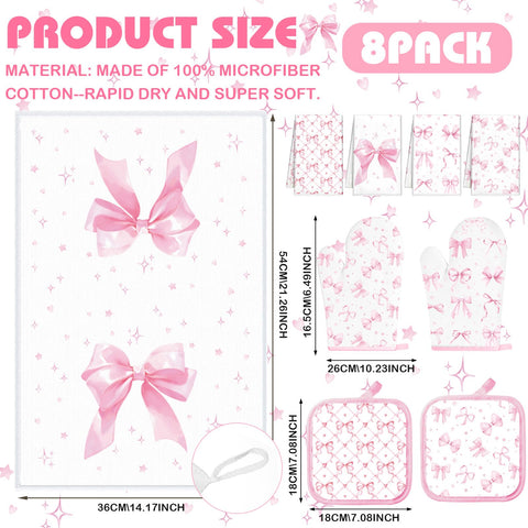 Teenyyou pink bows oven mitts heat‑resistant hand protection for baking