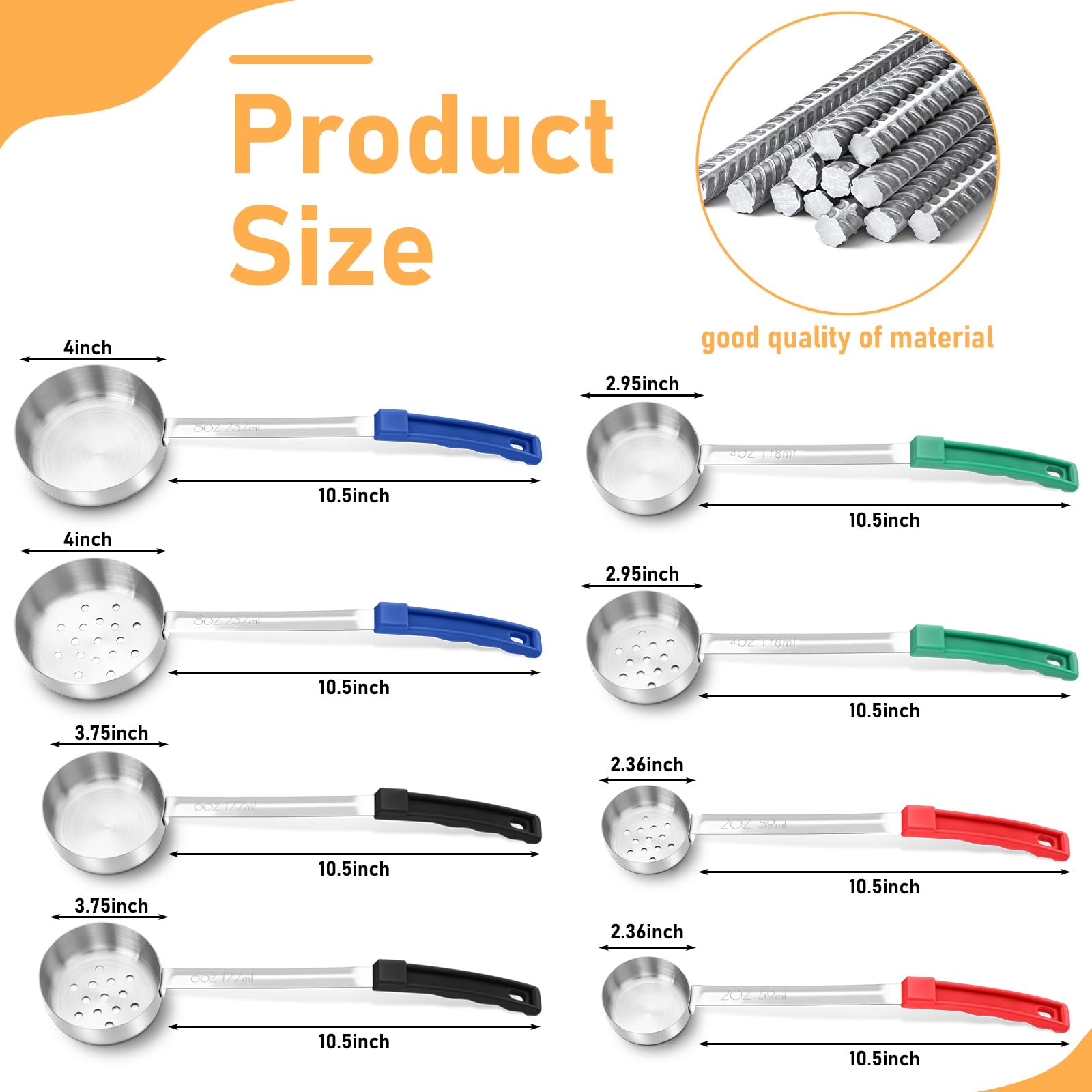 Teenyyou red slotted spoon for draining and scooping ingredients.