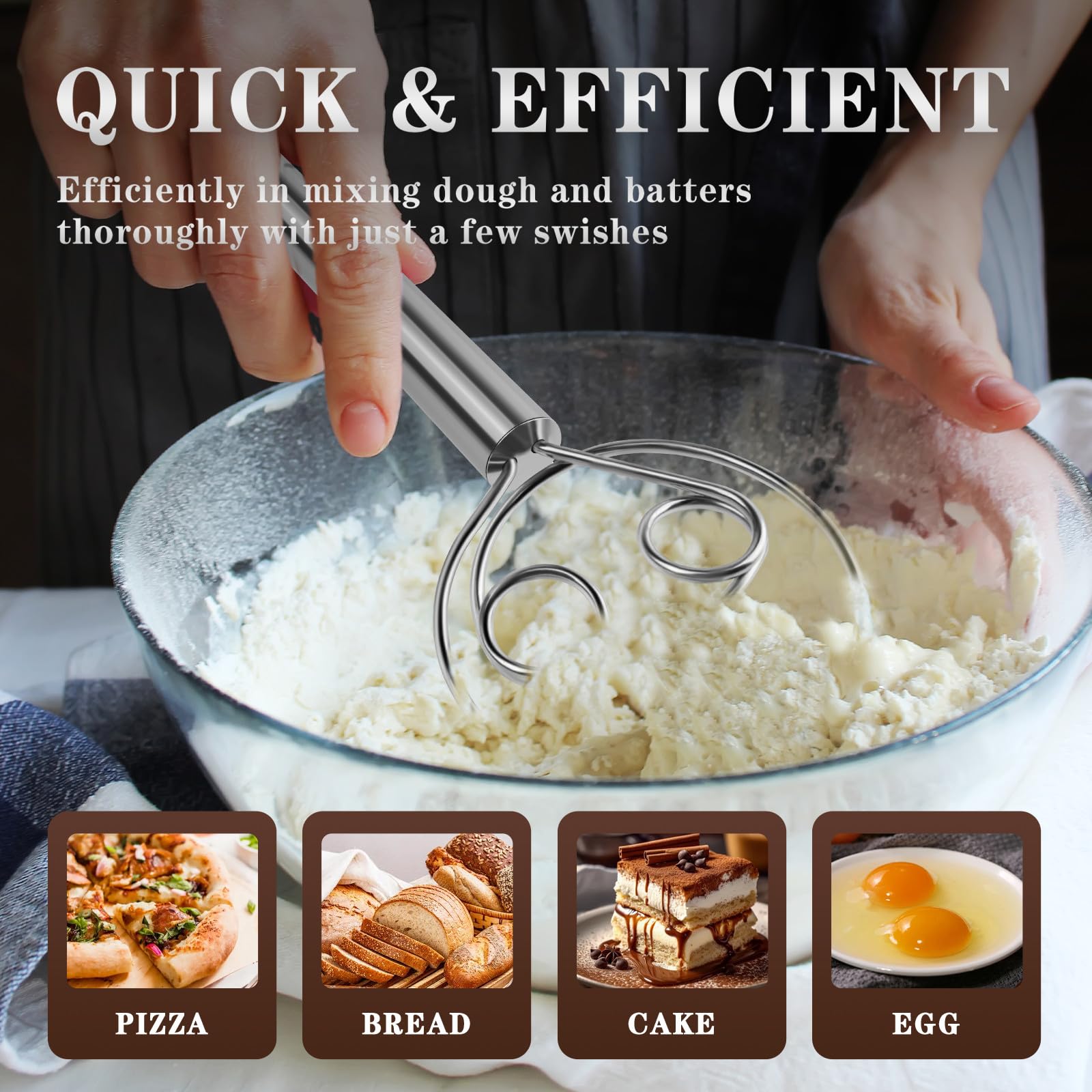 TEEVEA dough whisk easy-clean design enables quick post-bake cleanup.